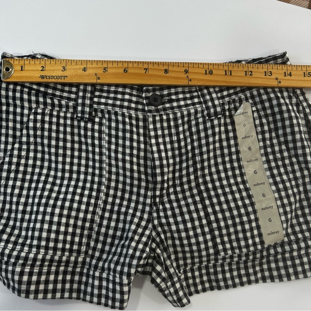 Gap Aubrey Shorts women’s size 6 gingham checkered black & white linen blend NEW - Picture 5 of 13